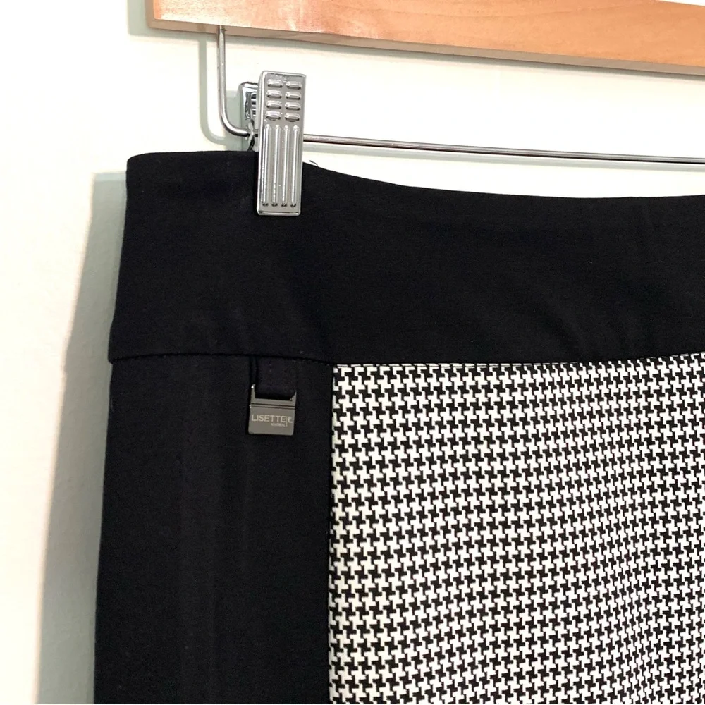 LISETTE L Black and White Houndstooth Pencil Skirt Size 10 Chic Flattering